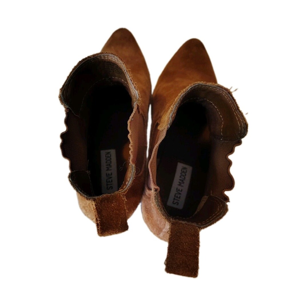 Steve Madden Addy Brown Suede Chelsea Ankle Boots Pointed Toe Pull On 8M - Picture 10 of 10